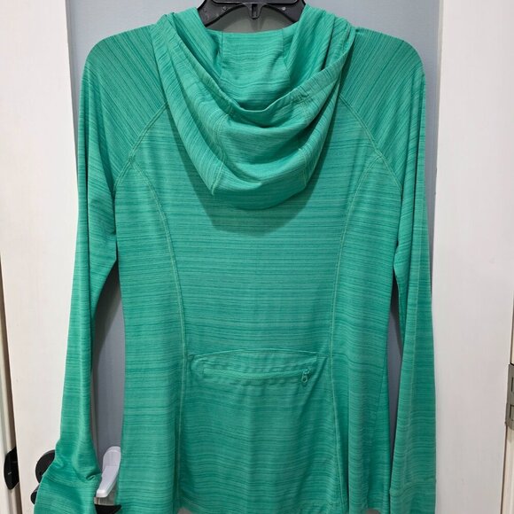 Athleta Ruched Zip Up Jacket Women’s M Green Hooded Long Sleeve Activewear - Picture 12 of 12